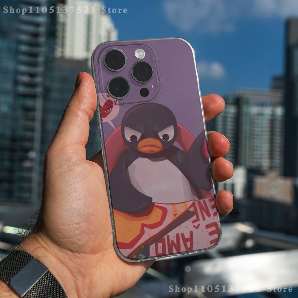 Cute Art P-Pingu Penguin  Phone Case For iPhone 17,16,15,14,13,12,11 Pro,Max,Plus,X,XS,XR,SE4,E Mini Transparent Soft Cover