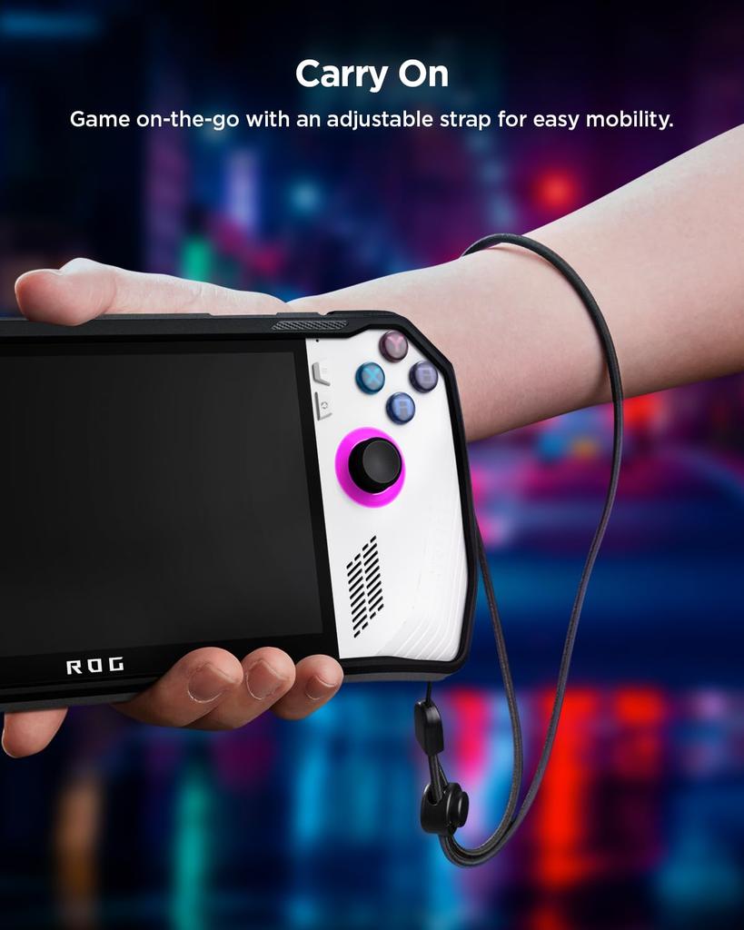 Spigen ASUS ROG Ally Case (2023) with Strap, TPU Scratch-Resistant Screen Protection, Shock-Resistant, Shock-Absorbing Rugged Armor, ACS06921 (Black)