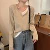 Korean Version of Lazy Wind Contrasting Color Fake Two-piece Crew Neck Knitted Sweater Women's Autumn and Winter New Models Are Thin Inside