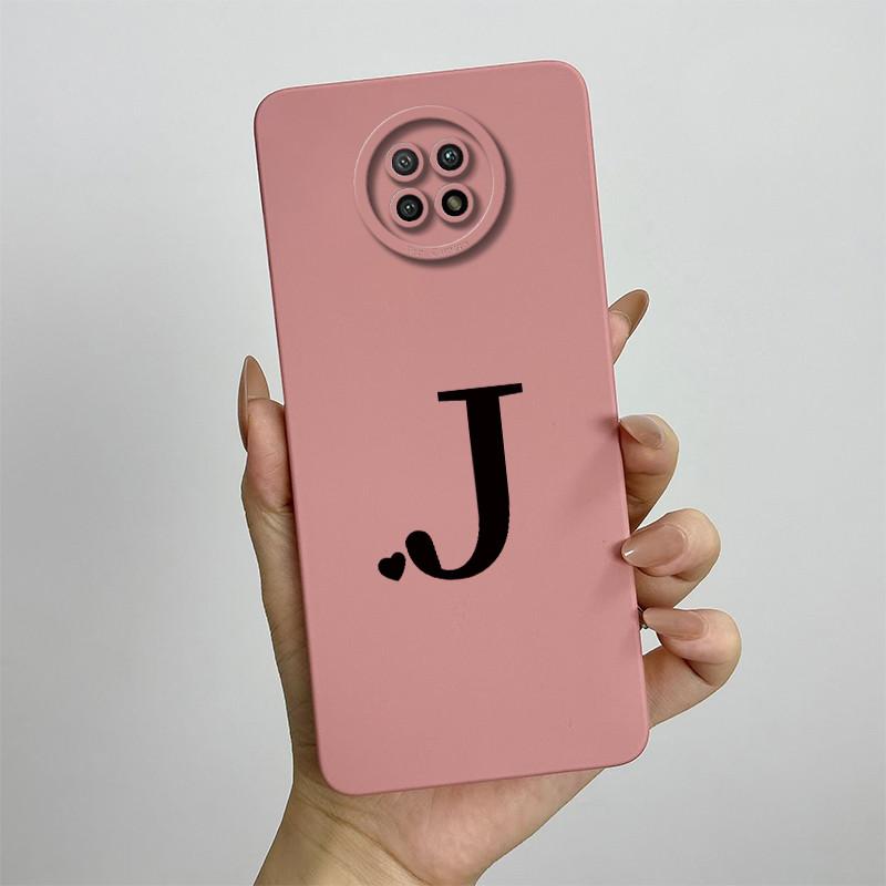 

For Xiaomi Redmi Note 9T Case Redmi Note 9T Cover Luxury Initial Letters Square Phone Case Shockproof Soft Silicone Back Cover Redmi Note 9T