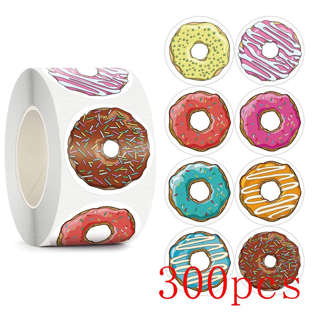 50-500Pcs Donuts Sticker 1Inch Colorful Kids Label Baking Store Decorations Classroom Teacher Encourage Student Reward Stickers