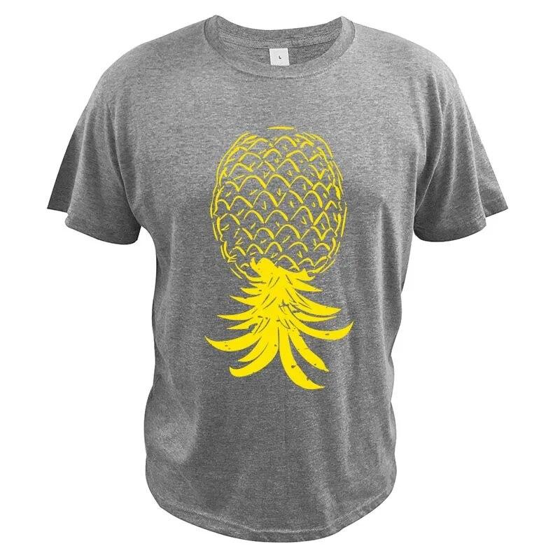 Swinging Lifestyle Ananas-T-Shirt, Upside Down Swinger-T-Shirt, 100 % Baumwolle, kurzärmelig, Rundhalsausschnitt, weiche T-Shirts