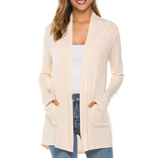 Women Coat Thin Soft Breathable Slim Fit Solid Color Friendly to Skin
