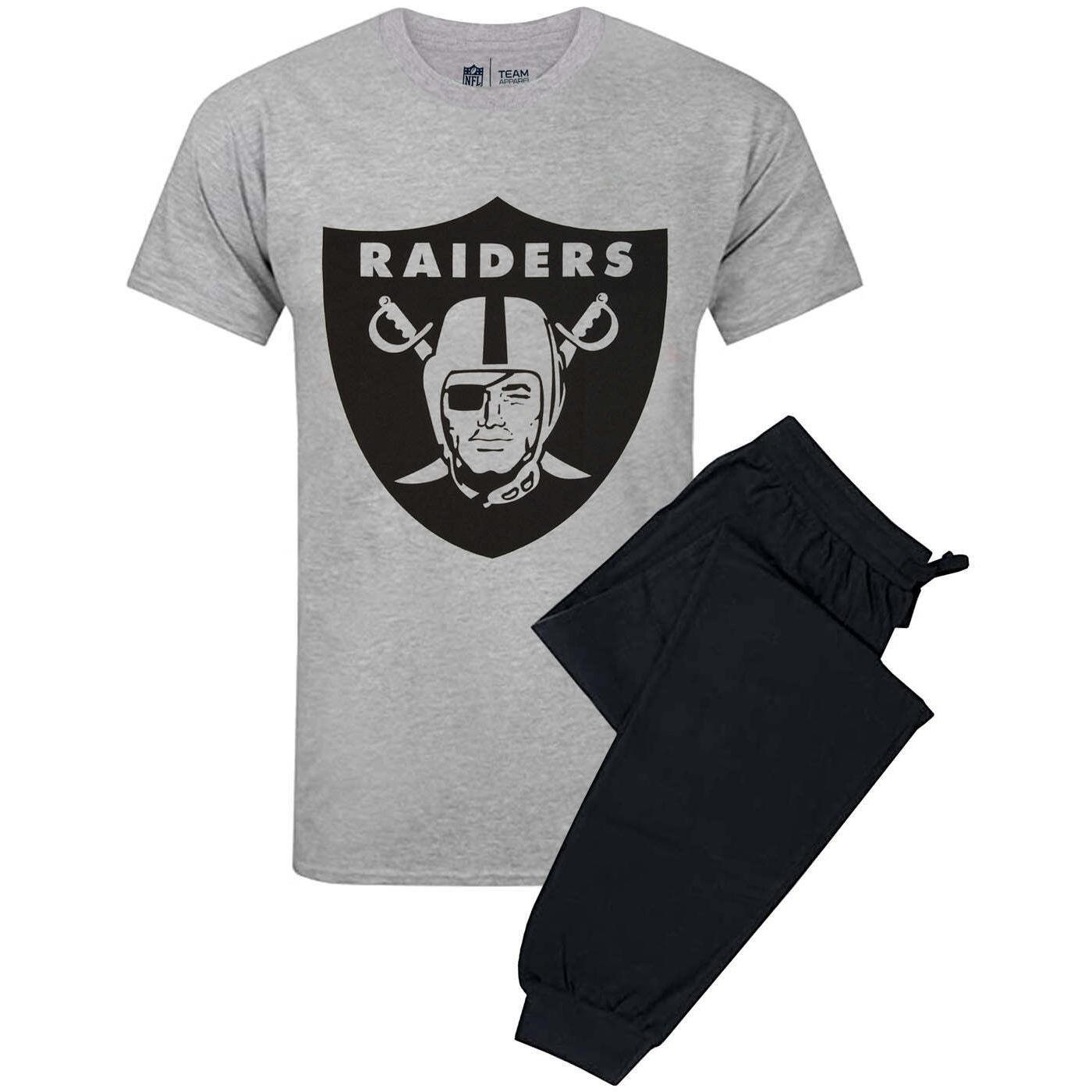 Set pigiama lungo da uomo con logo Las Vegas Raiders S grigio/nero
