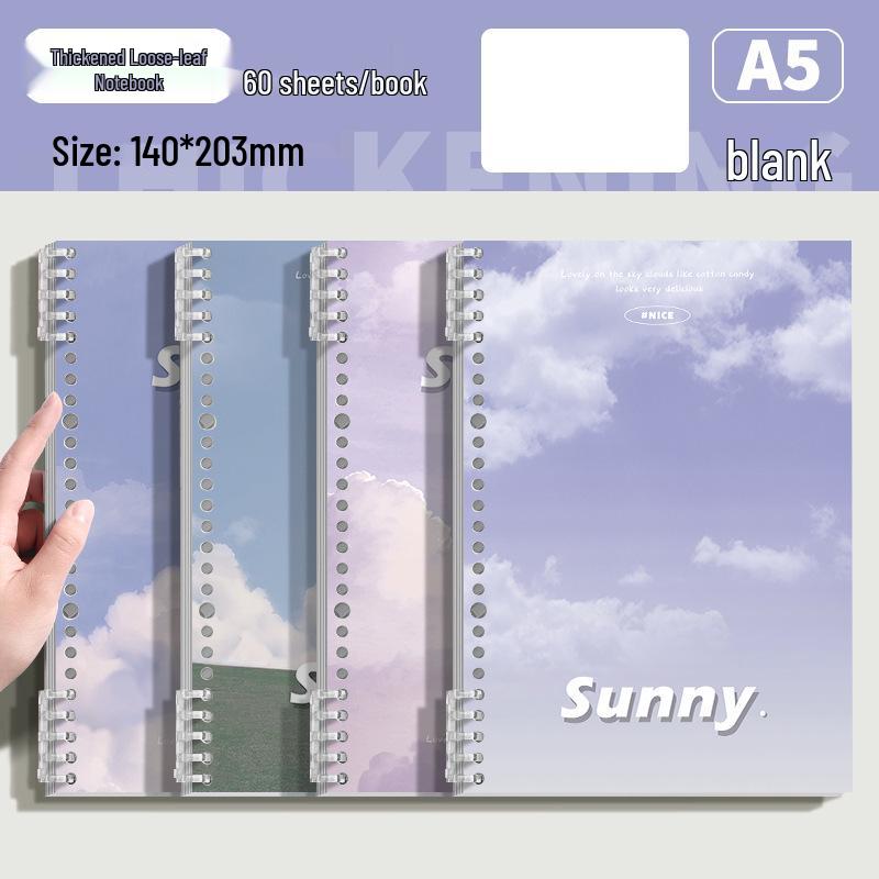 Comfort-Grip A5 Loose-Leaf Notebook: Large Capacity, Clear Sky Cover, Student-Friendly Lined & Grid Pages