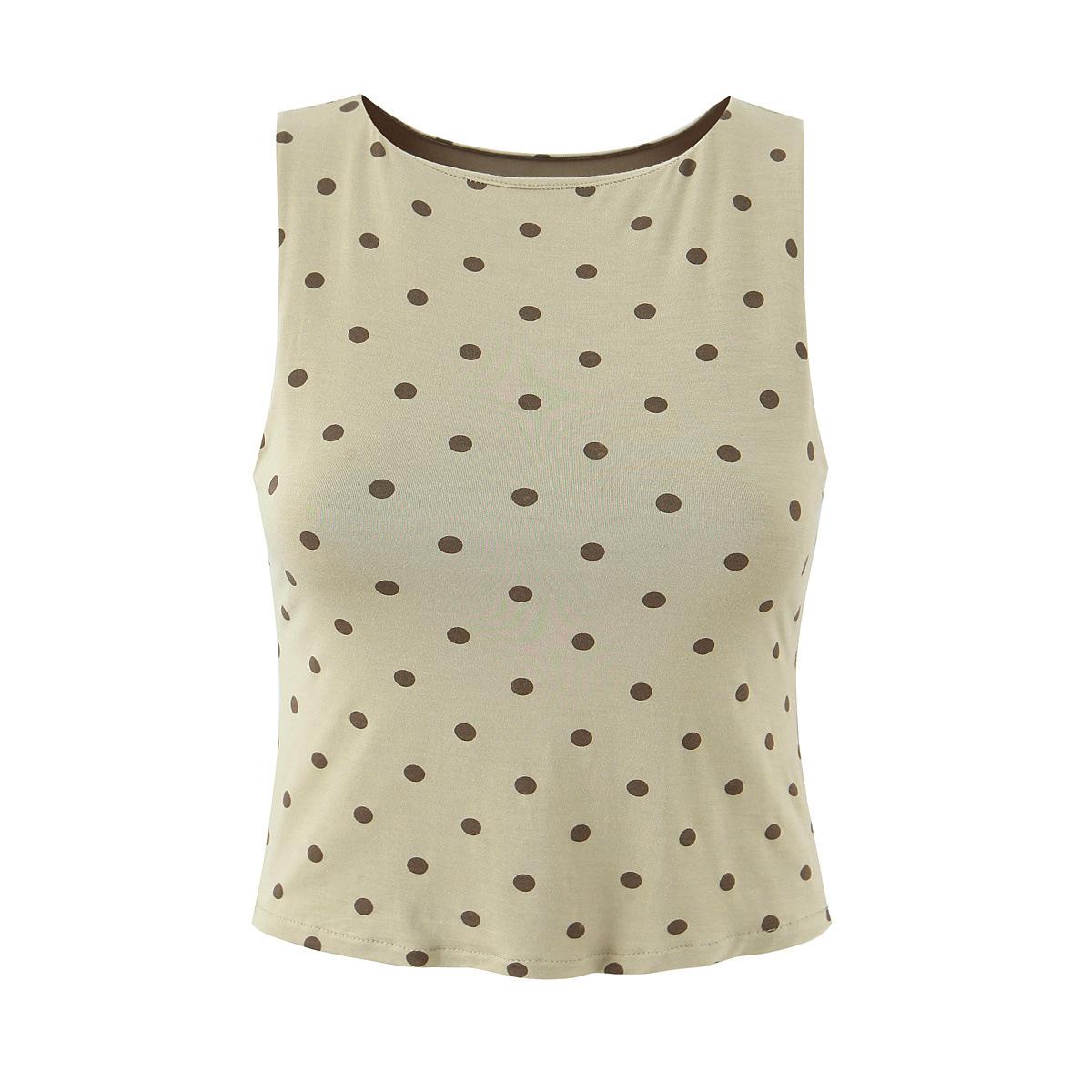 

Spring/Summer 2026 Polka Dot Slim Fit Tank Top & Irregular Mid-Length Skirt Set for Women Small