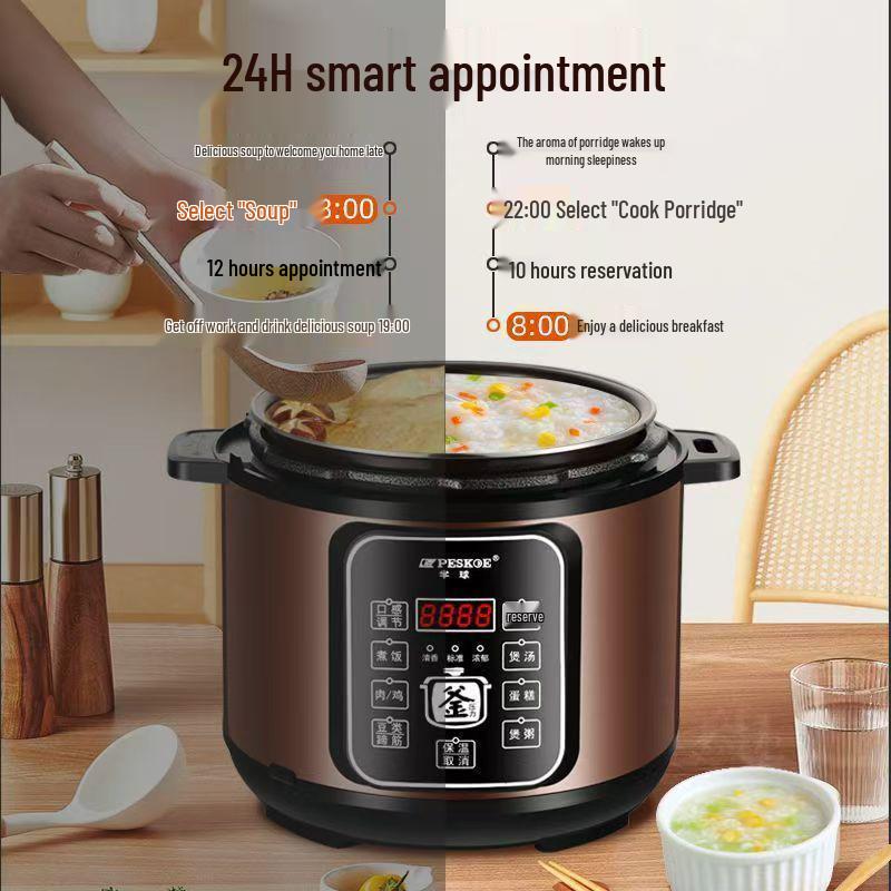 Multifunctional Electric Pressure Cooker: High-Pressure, Intelligent, Large-Capacity Rice and Soup Cooker.