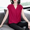 Women's Shirt V-neck Chiffon Shirt Autumn Outfit Top Western Style Loose Fitting Shirt