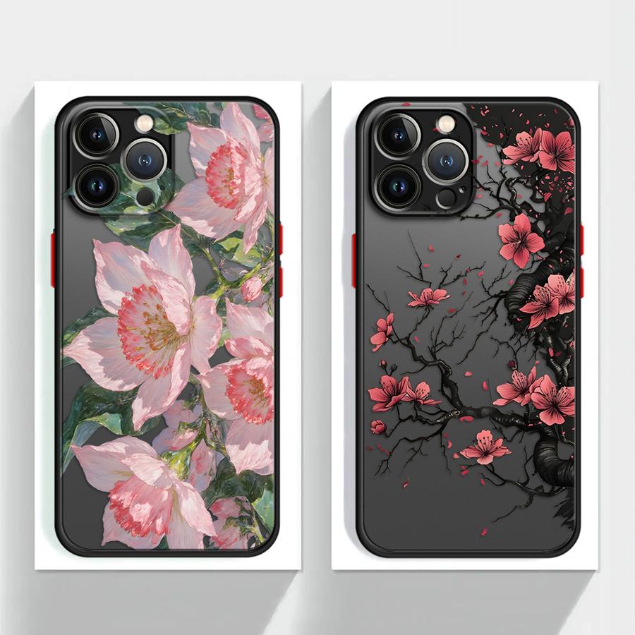 Funda Back Phone Cover Case for iPhone 17 Pro Max 7 8 SE Air 16 Plus XS XR 13 Mini 15 11 14 12 Creative Flower Art