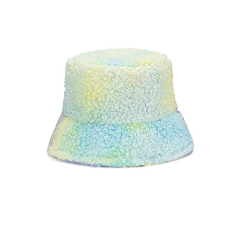 

Faux Fur Bucket Hat Thickened Warm Hip Hop Winter Hats for Women Lady Men Outdoor Plush Fisherman Hat bule
