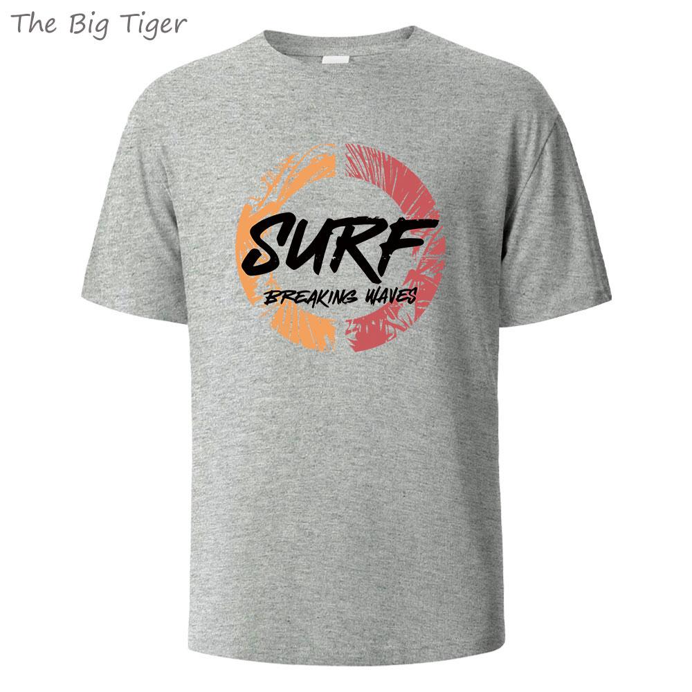 Surf Sommer Druck Klassisches Baumwoll-T-Shirt Schlichtes Rundhals-Design Atmungsaktives Material Unisex Kurzarm-Oberteil Herren T-Shirt