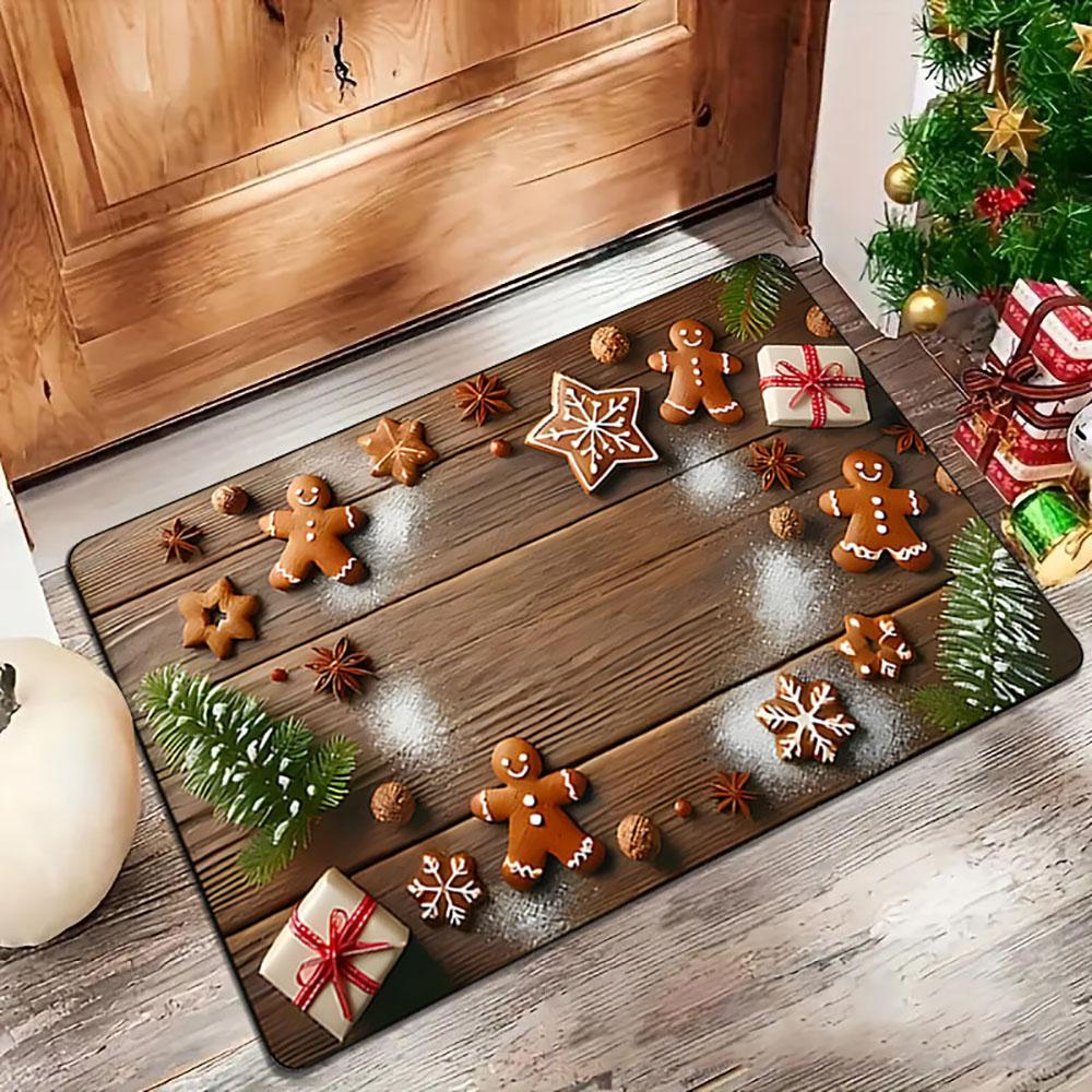 Christmas Carpet Decoration Cartoon Dwarf Door Mat Snowman Gingerbread Entrance Welcome Mat Indoor Outdoor Absorbent Xmas Mat