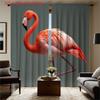 2pcs Flamingo Print Curtains - Vibrant Pink & White Flamingo Design   Semi-Transparent Polyester Fabric   Rod Pocket for Easy Hang
