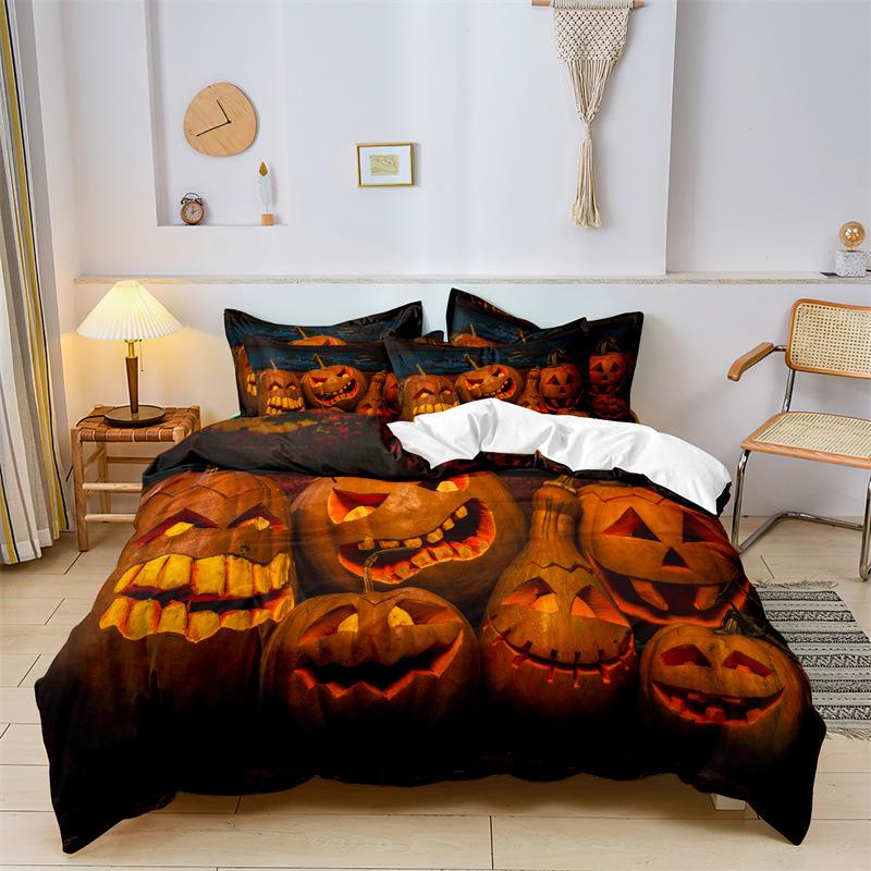 Set Biancheria Letto Halloween - Copripiumino King Size 230x220cm + 2 Federe, Microfibra Morbida, Tema Festivo