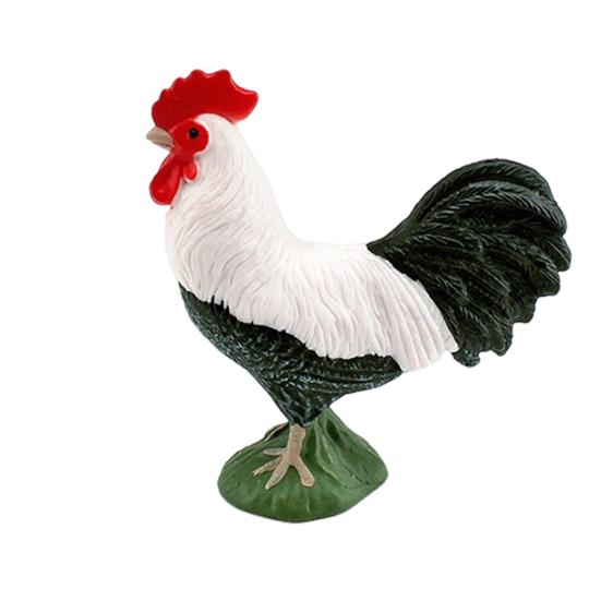 Simulated Chick Model PVC Corncrake Black White Rooster Polish Chickens Figurine Statue Sculpture Decoration Ornament Kids Educational