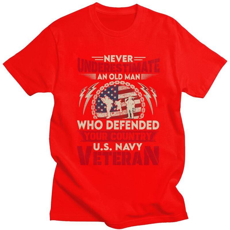 Custom US Navy Veteran T Shirt Men Short Sleeve Veteran Day Patriotic Tshirt Casual Tee Tops Pure Cotton Slim Fit Tshirt