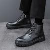 Mode Herbst und Winter Herren Lederschuhe mit dicker Sohle Modischer britischer Stil Outdoor Business Party Täglich Büro formelle Stiefel