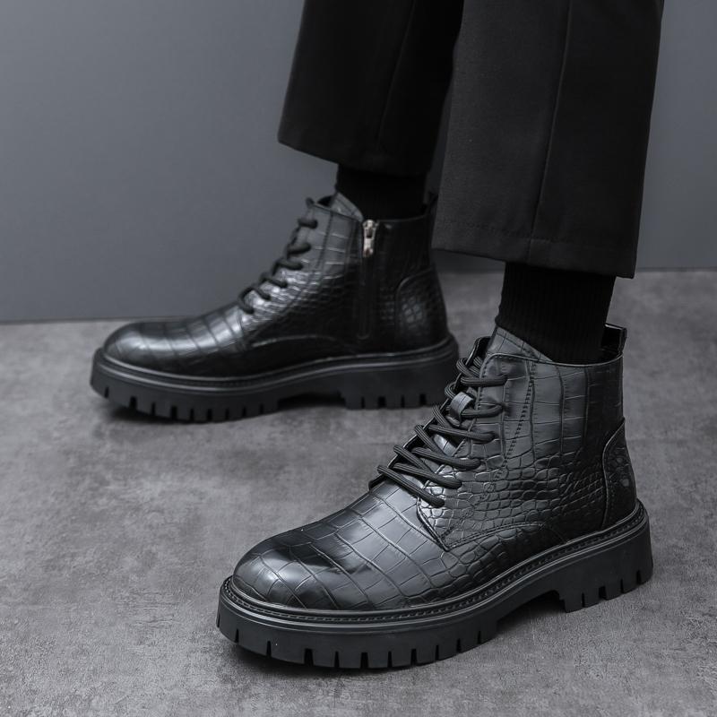 Mode Herbst und Winter Herren Lederschuhe mit dicker Sohle Modischer britischer Stil Outdoor Business Party Täglich Büro formelle Stiefel