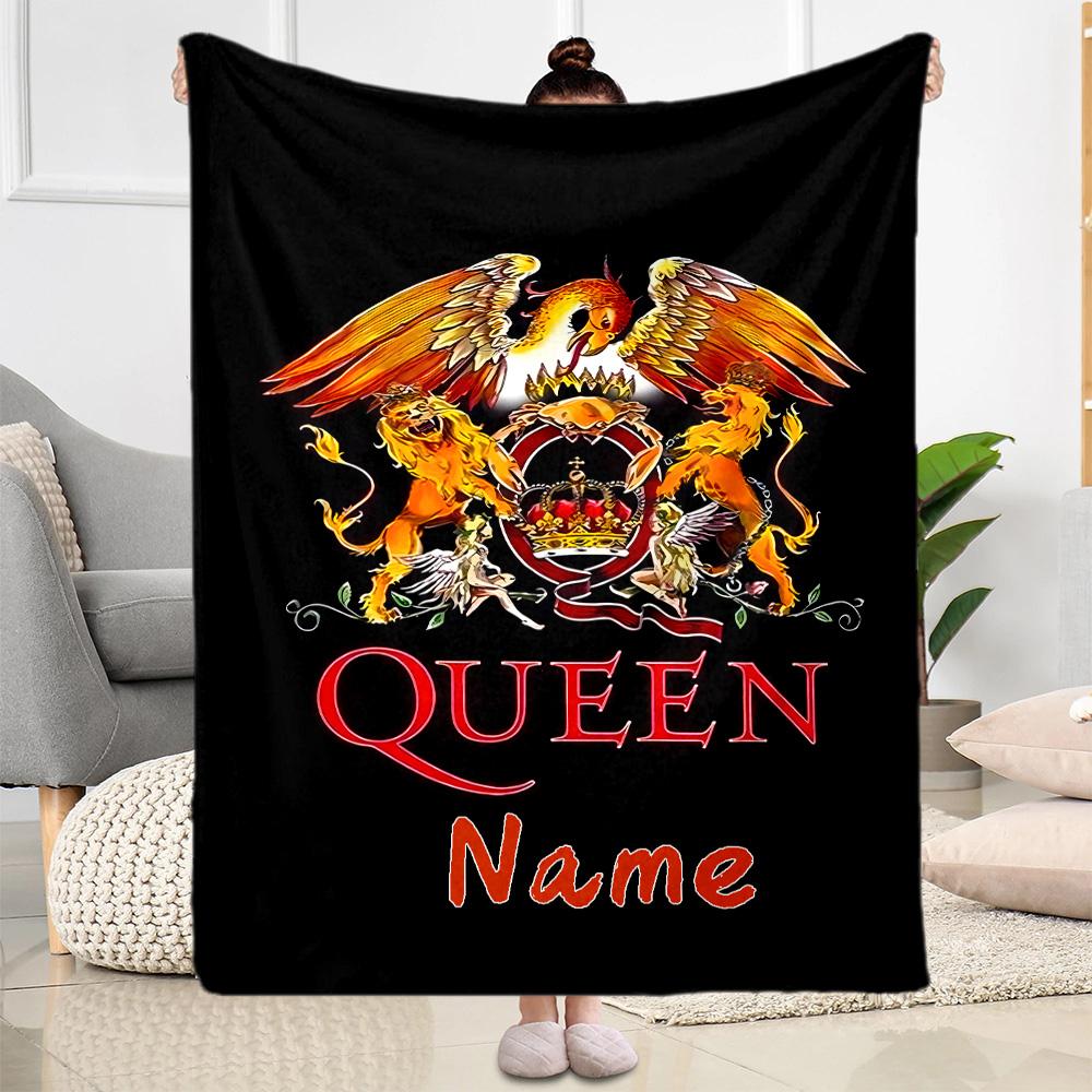 Queen Crest Blanket Soft Warm Cozy Perfect for Livingroom Office Chair Bed Four Seasons Universal Stylish Decor Birthday Christmas Gift Blanket