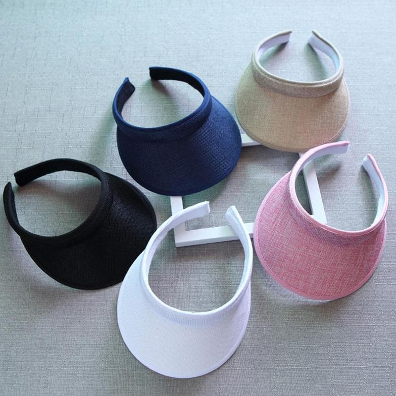 Linen Cotton Fashion Sun Hats Visor Hat Unisex Summer Portable Clip Style Outdoor Parent-Child Hollow Top Sunshade Hat 54-58cm