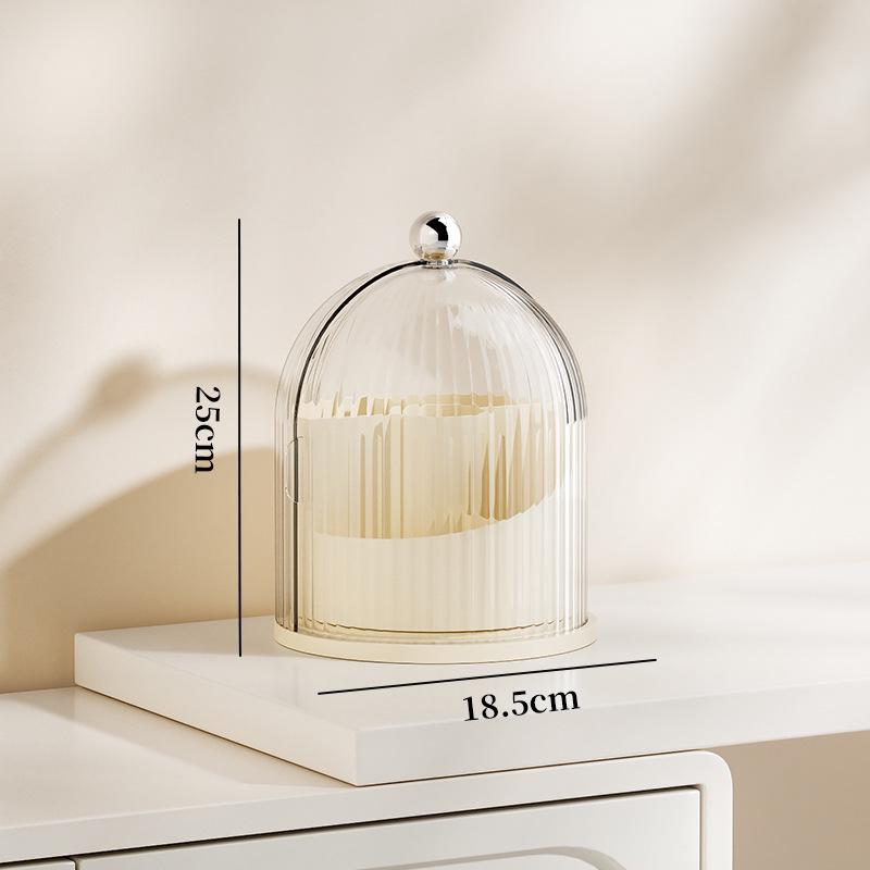 Transparent Rotating Makeup Organizer with Dustproof Compartments for Brushes, Lipsticks, and Eyebrow Pencils