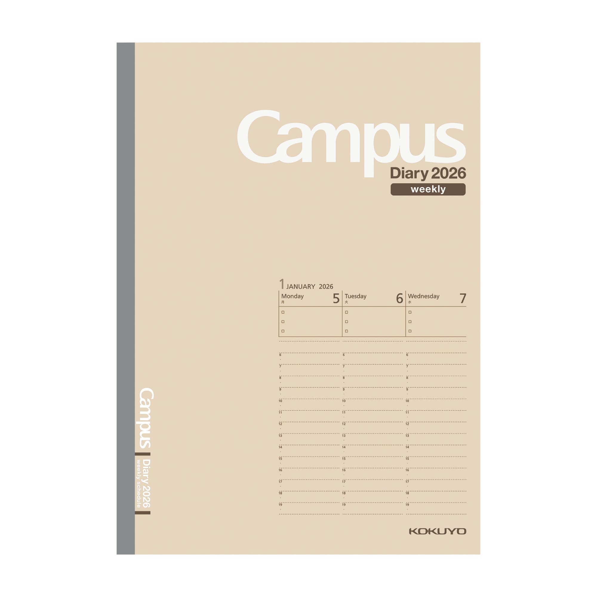 

Kokuyo 2026 Campus Weekly Light Starts January 2026 Diary, Vertical, Semi-B5, Brown, Ni-CWVLS-B5-26,
