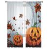 Transparente Vorhänge mit Halloween-Kürbisblättern, toten Zweigen, Fensterdekorationen für Zuhause, Voile-Tüll-Vorhänge für Wohnzimmer, Schlafzimmer, Küche