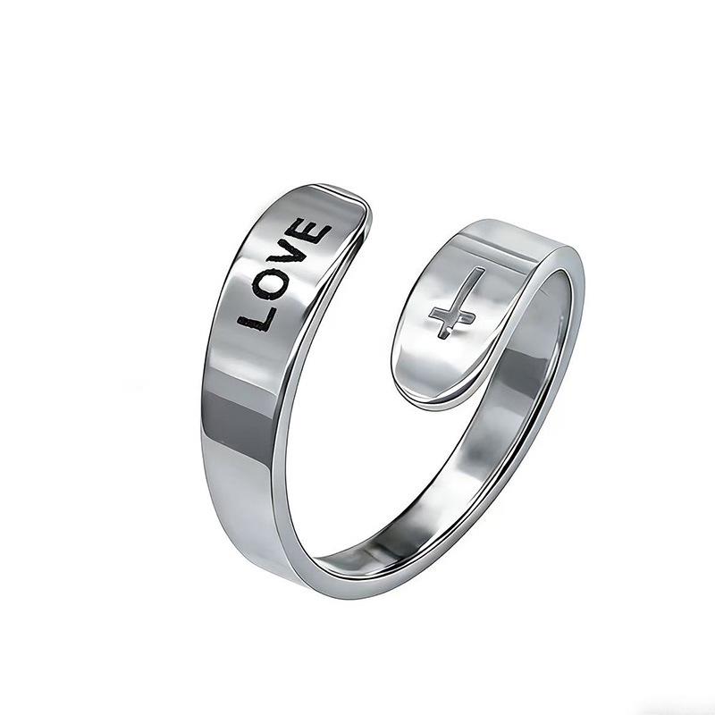 Retro Open Stainless Steel 'I Am Enough' Double Layer Ring for Women
