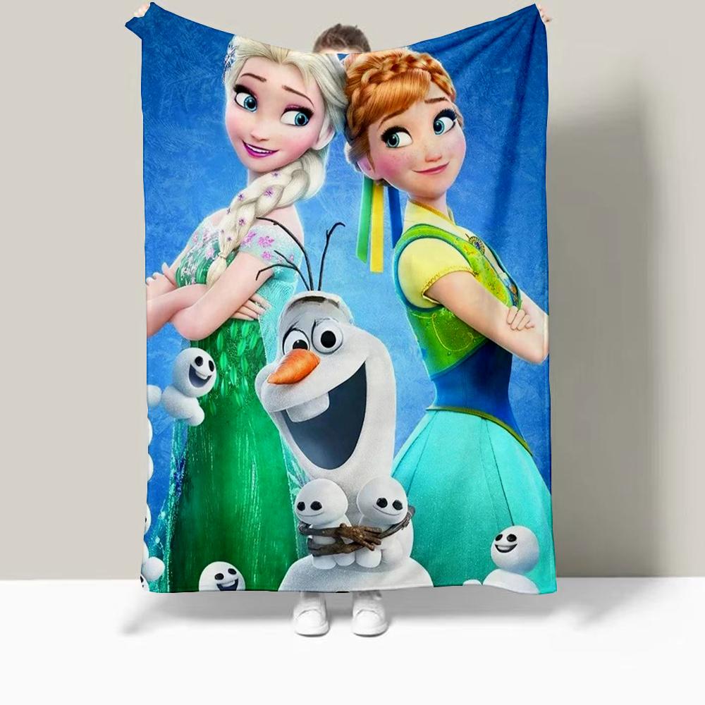 Frozen Elsa Cartoon Printed Blanket Oversized Bedding Sofa Soft Travel Warm Flannel Bedroom Blanket Children Girls Gift