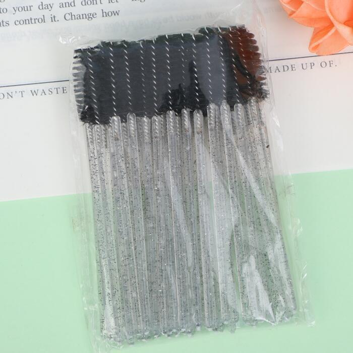 50-Pack Portable Multi-Purpose Eyelash and Eyebrow Crystal Handle Brushes