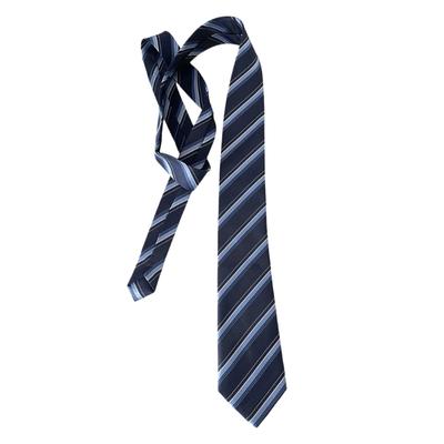 Classical Blue Striped Long Neck Tie Polyester Preppy Academic Shirt Accessory For School Event And Formal Occasion