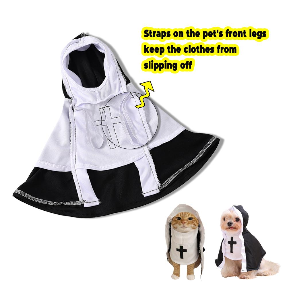 Pet Dog Nun Costume Halloween Clothes For Small Large Dogs Funny Puppy Dress Cloak Cosplay Set Christmas Festival Apparel Gifts