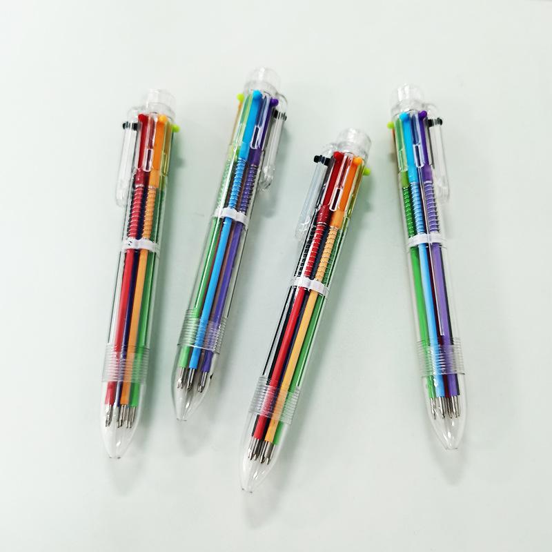 Cartoon Multi-color Ballpoint Pen Six In One Touch Color Personality Oil Pen Student Stationery 6 Color Pen