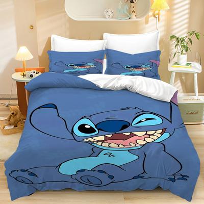 Home Textile Three-Piece Digital Printing Blue Cartoon Quilt Pillowcase Bedding