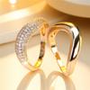 Female White Zircon Stone Engagement Ring Set Vintage Gold Color Bridal Wedding Bands Party Jewelry For Women