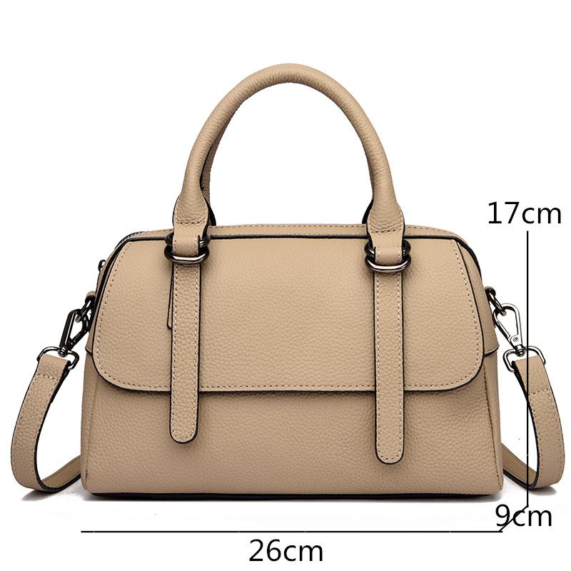 Mode Effen Kleur Echt Leer Schouder Crossbody Tas voor Dames Hoge Kwaliteit Koeienleer Handtas Luxe Vrouwen Messenger Tas