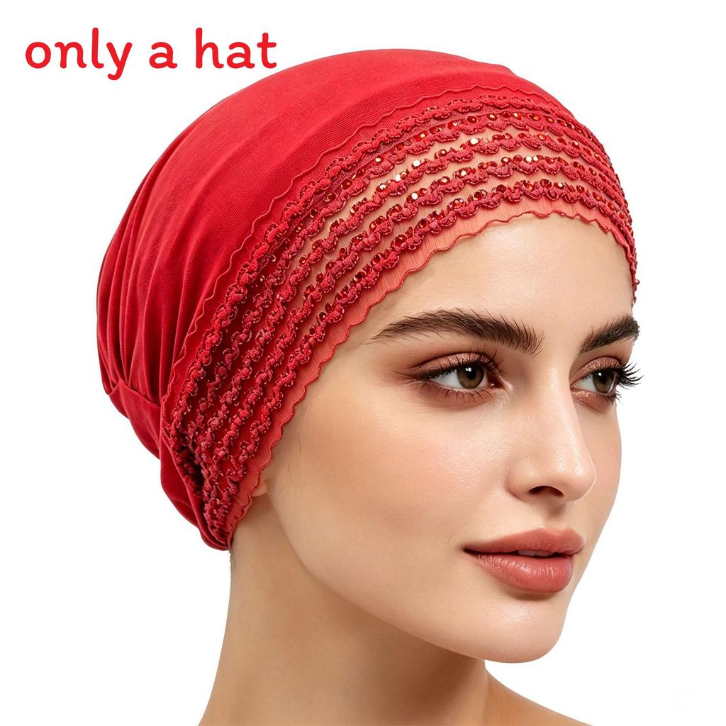 Silk Cotton Sunshade Headscarf With Adjustable Fit And Rhinestone Decor For Summer And Winter Fashion