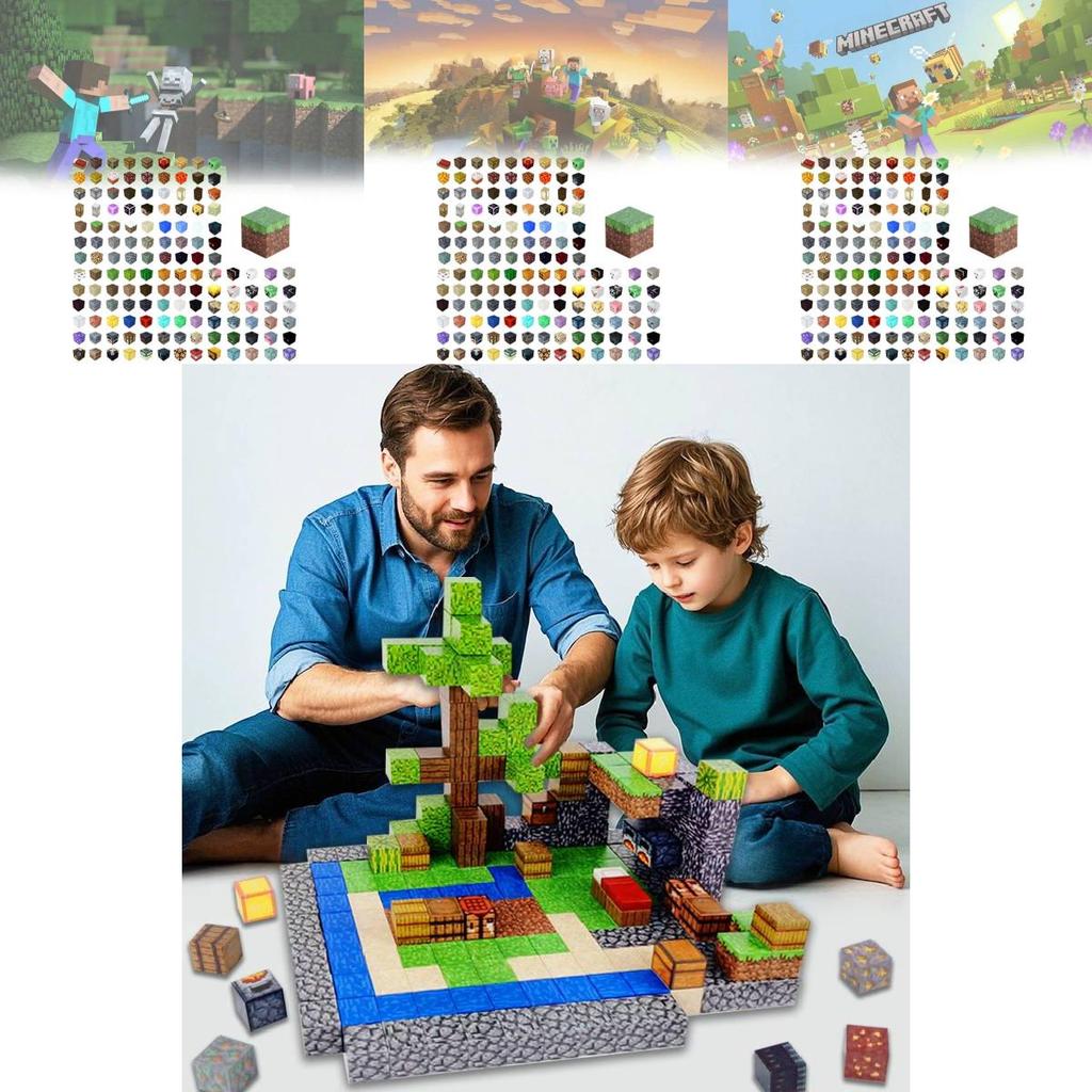 Minecraft Magnet Puzzle Blocks For Children Creative Playset For Kids