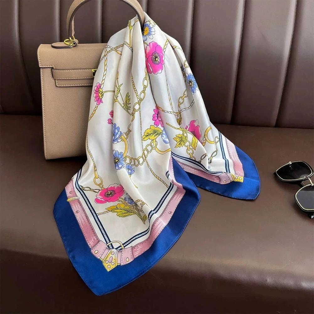 Fashion Luxury Brand 70cm Silk Feel Square Scarf Women Neck Tie Female Hair Bandana Headkerchief Shawl Wrap Hijab Echarpe