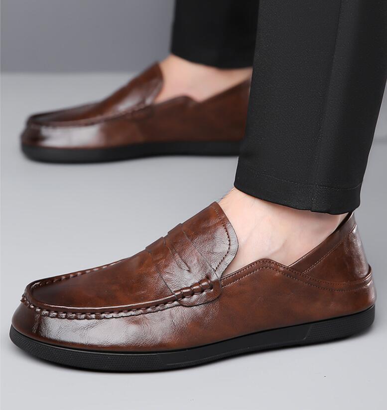 

Модные мужские повседневные кожаные туфли мужские классические ретро пенни-лоферы мокасины мужские легкие удобные туфли на плоской подошве для вождения на открытом воздухе 38 (US 6) коричневый