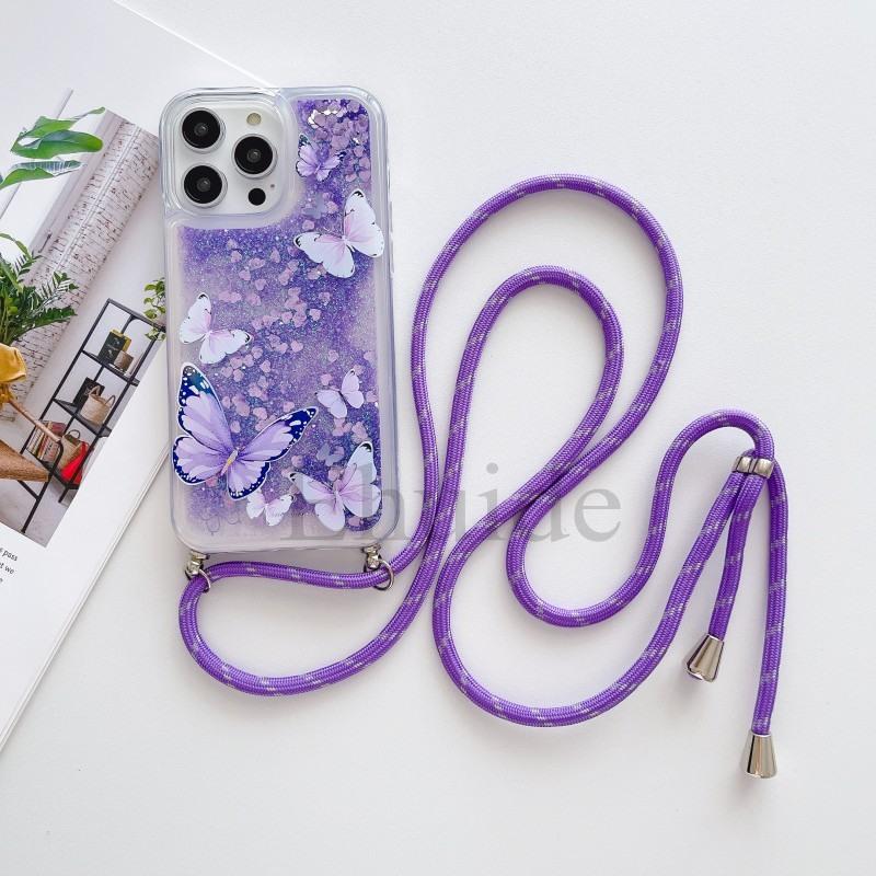 

Liquid Glitter Crossbody Lanyard Quicksand Strap Case For Samsung Galaxy S26 A56 A54 A34 A14 A53 A36 A55 A15 S25 S23 S24 Cover Galaxy S24&Case & Strap