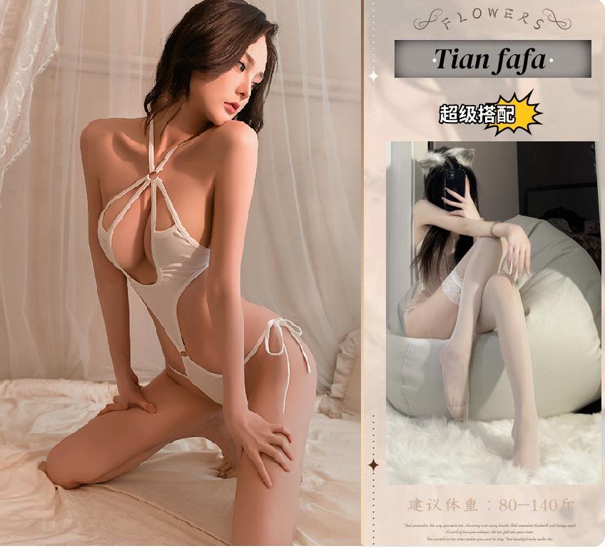 Sex Underwear Sexy Hot Hollow Lace-up Onesie Two-dimensional Uniform Large Size Pajamas Flirting Sex Underwear