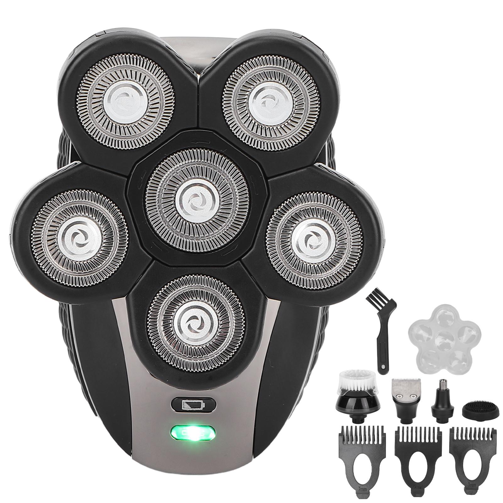 

Электрические бритвы водонепроницаемые 5 в 1 набор для влажной и сухой стрижки с 6 вращающимися лезвиями для лысых мужчин