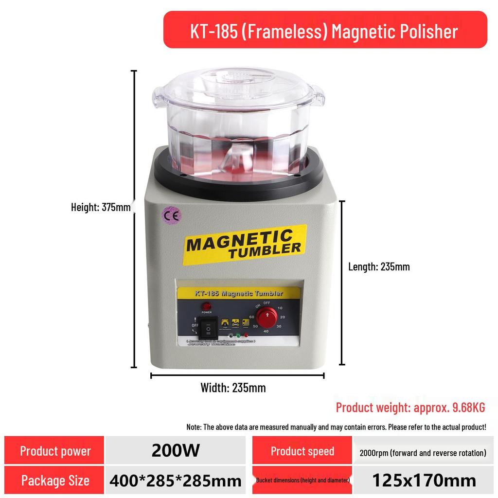 KT-185 Magnetic Polisher: Rust Removal Grinder for Gold, Silver, and Metal Jewelry