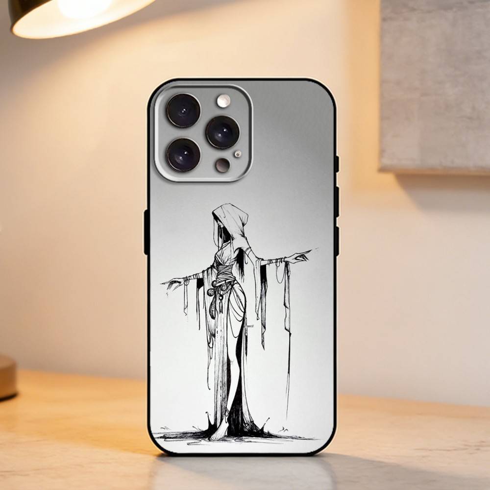 G-Gothic Girl Sculpture Retro    Phone Case For iPhone 17,16,15,14,13,12,11 Plus,Pro Max,XS,Soft Silicone Black Cover