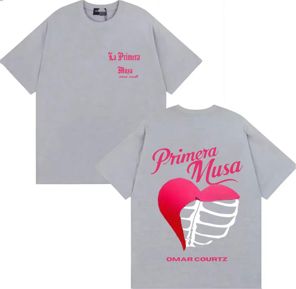 Singer Omar Courtz Primera Musa 2025 Heart Humor T Shirt Men Tops Gothic Short Sleeve T Shirt Summer Oversized Tshirt Streetwear