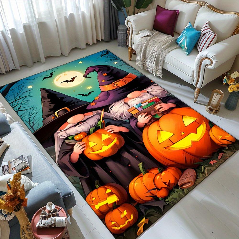 

Halloween Pumpkin Witch Design Large Area Rug - High-Density Polyester Crystal Velvet Carpet Mat for Living Room, Game Room, Bal 50x80cm