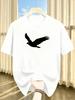 Unisexs Summer Quick Drying Material Eagle Pattern Print Fashionable Sports and Casual Loose Round Neck Short Sleeved Tshirt Top