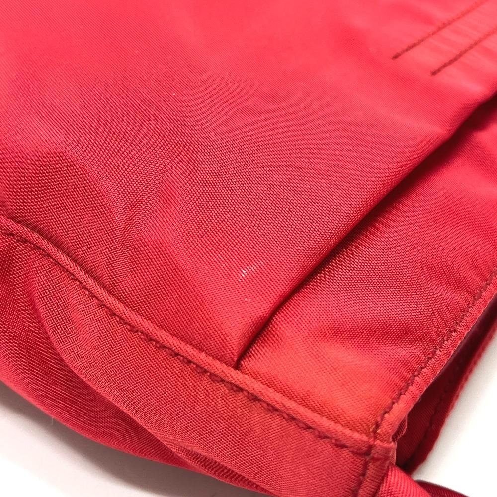 Prada B8725 Logo Tote Bag, Shoulder Bag, Triangle Plate Hand Bag Nylon Red
