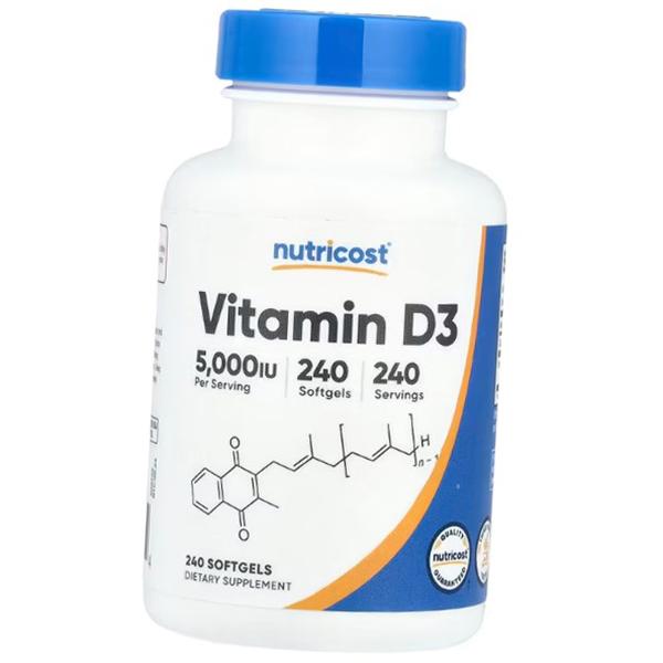 Витамин Д3, Vitamin D3 5000, Nutricost  240гелкапс (36647058)